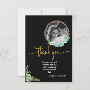 Stunning Black Eucalyptus Fab THANK YOU Photo  Save The Date