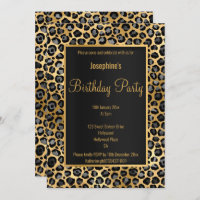 STUNNING BLACK & GOLD 2 LEOPARD BIRTHDAY 