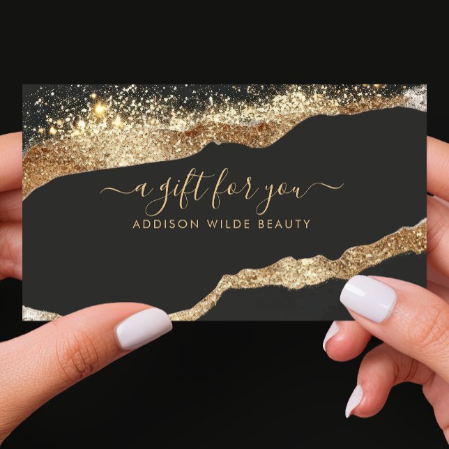 Stunning Black Gold Glitter Script Salon Gift Card (Creator Uploaded)
