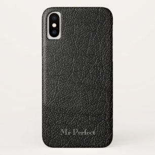 Stunning black leather sense personalizable  iPhone x case
