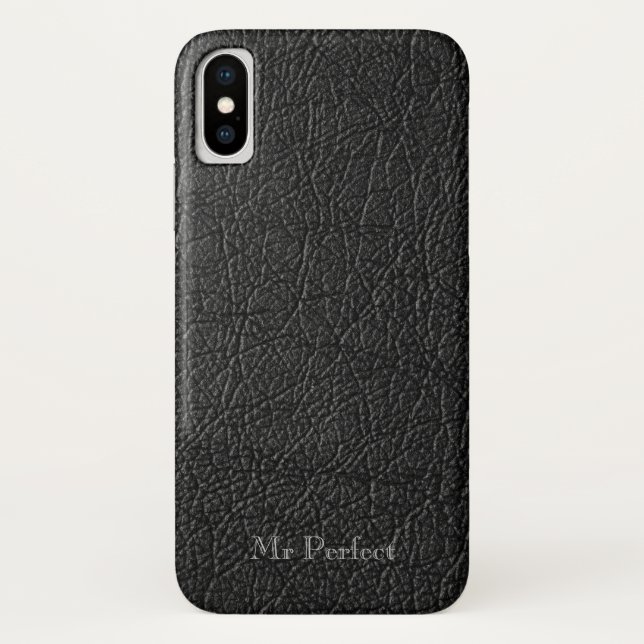 Stunning black leather sense personalizable  Case-Mate iPhone case (Back)