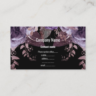 STUNNING BLACK PURPLE FLORAL ROSE BUSINESS CARD