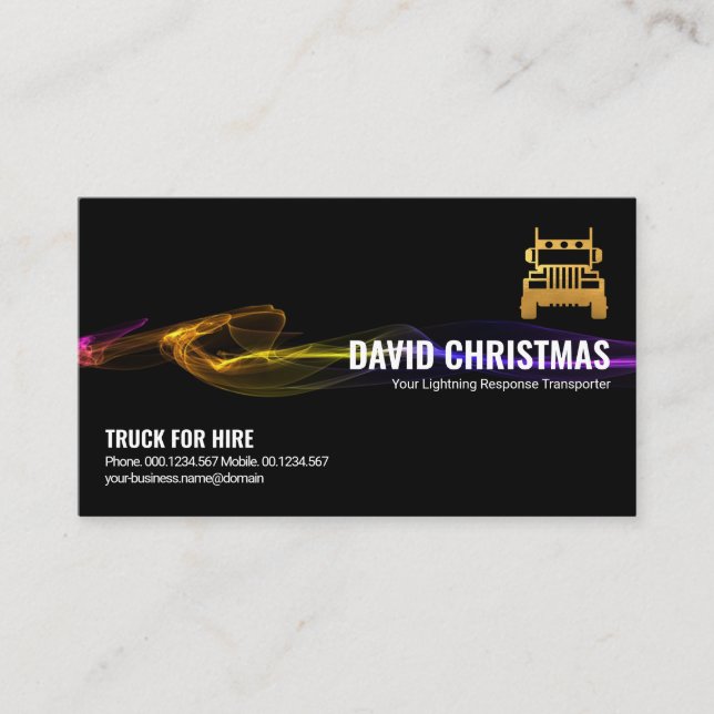 Stunning Black Striking Lightning Truck Driver Business Card (Front)