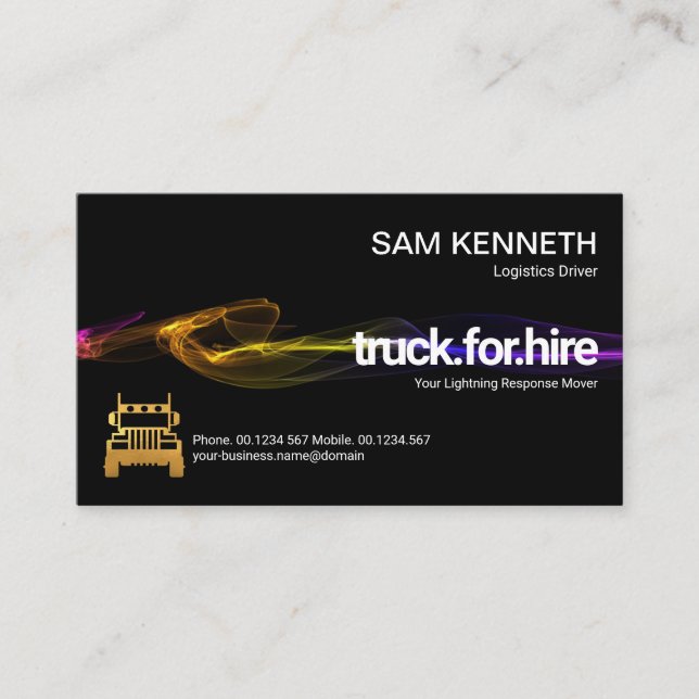 Stunning Black Striking Lightning Truck Driver Business Card (Front)