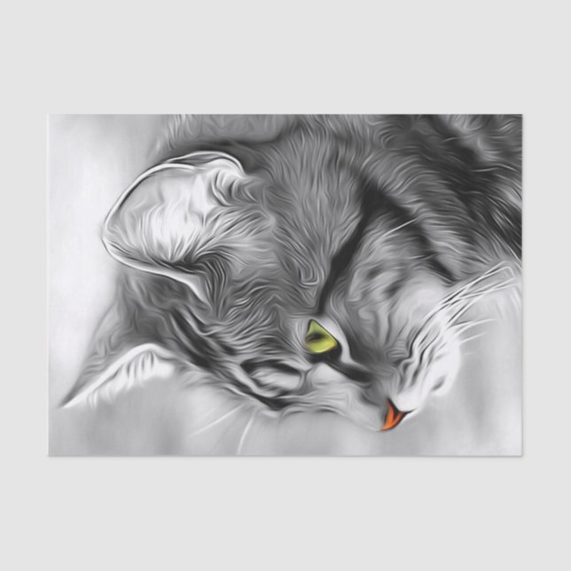 Stunning Black & White Kitty Cat Decoupage Tissue  Tissue Paper (Front)