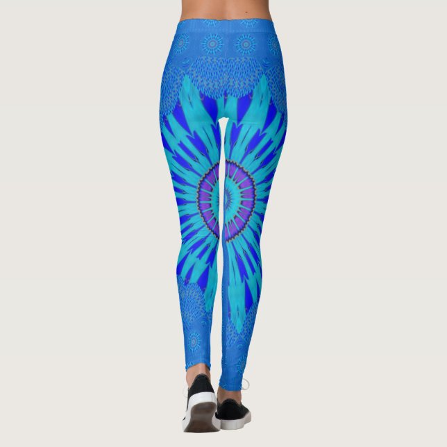 Stunning blue amazing feminine weekend lounging leggings (Back)