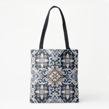 Stunning Blue and Brown Batik Floral Pattern