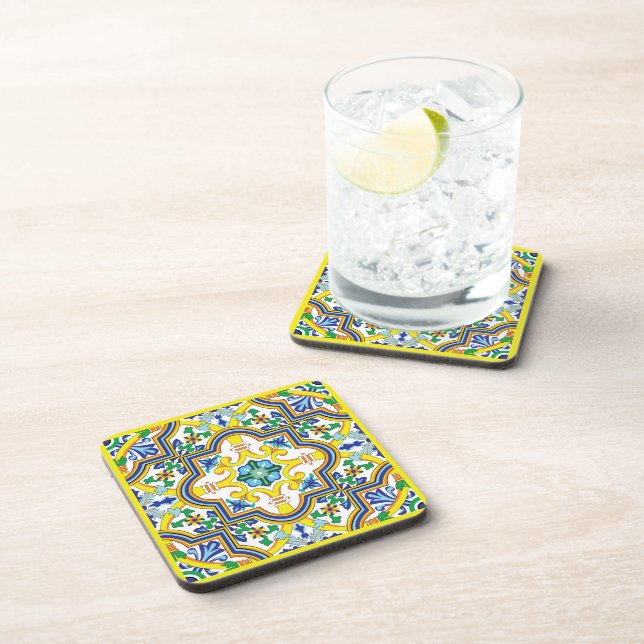 💛💙💚Stunning blue and yellow Azulejos Coaster (Right Side)
