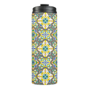 💛💚💙Stunning blue and yellow Azulejos Thermal Tumbler