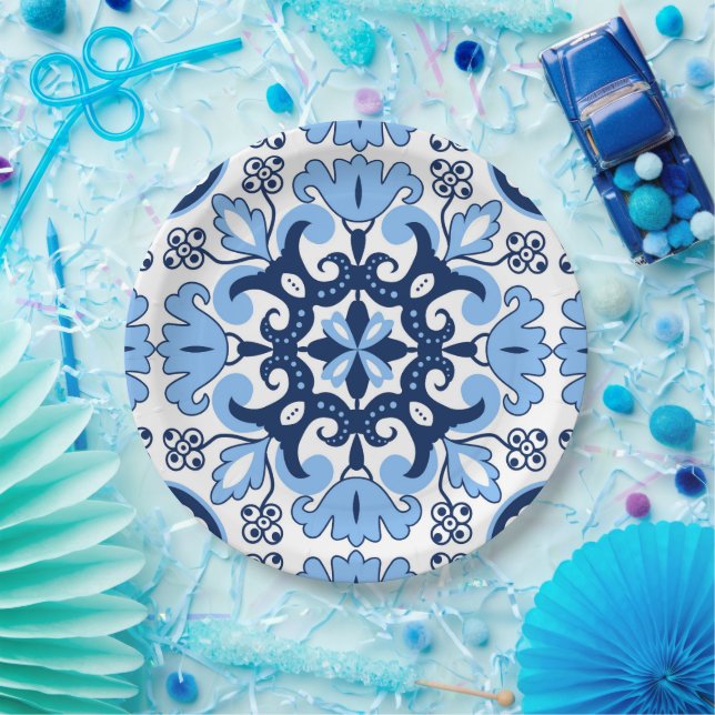 💙 Stunning blue Azulejos Paper Plate (Party)