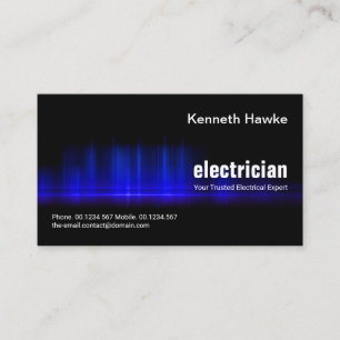 Stunning Blue Electrical Wave Pulse Electrician Business Card
