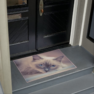 Stunning Blue Eyed Ragdoll Cat Doormat