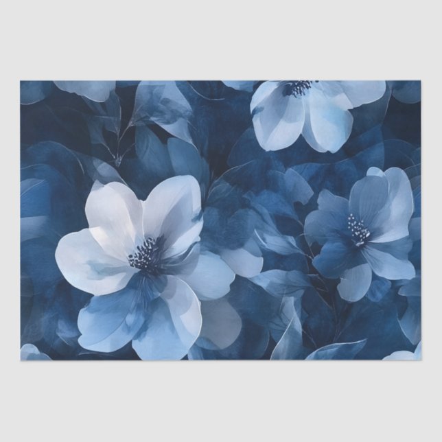 Stunning Blue Floral Tissue Paper (Front)