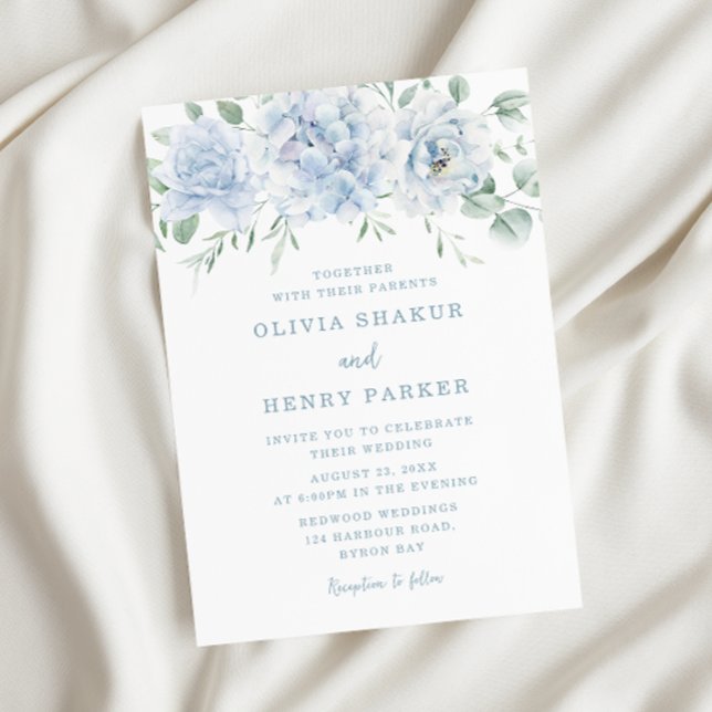 Stunning Blue Floral Wedding Invitation (Creator Uploaded)