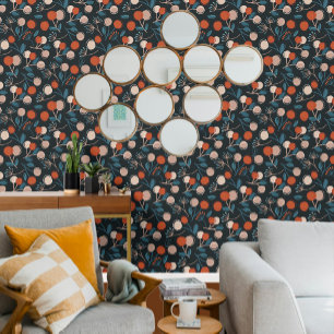 Stunning Blue Foliage Pattern Wallpaper