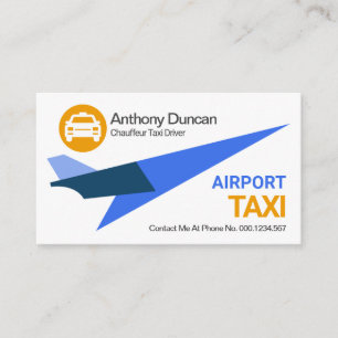 Stunning Blue Jet Plane Liftoff Airport Taxi Ride Business Card