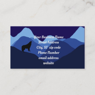 Stunning Blue Mountain Silhouette with Wolf Logo  Business Card