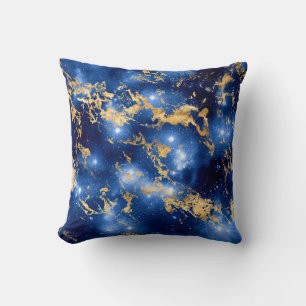 Stunning Blue, White & Gold Marble Galaxy Cushion