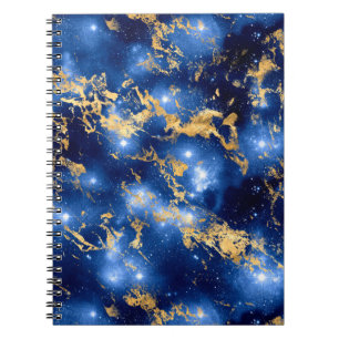 Stunning Blue, White & Gold Marble Galaxy Notebook