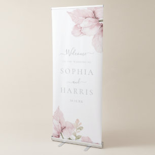 Stunning Blush Floral Elegance Wedding Retractable Banner