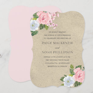 Stunning Blush Pink Floral Elegant Wedding Invite