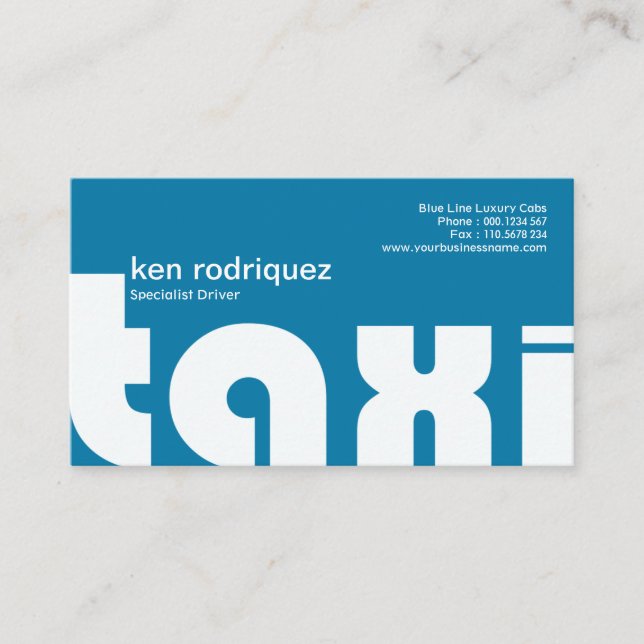 Stunning Bold Bright Big Taxi Letters Taxi Service Business Card (Front)