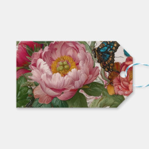 Stunning Bold Floral Design Butterfly and Peonies Gift Tags