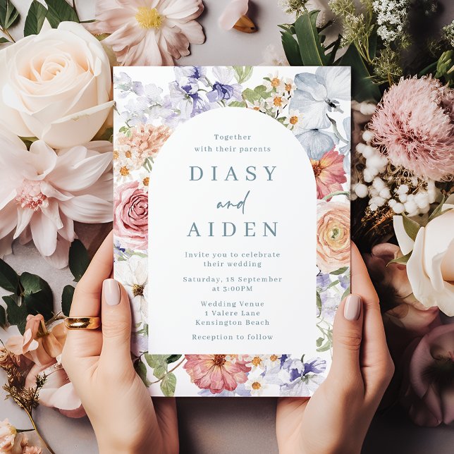 Stunning Botanical Floral Arch Wedding Invitation (Creator Uploaded)