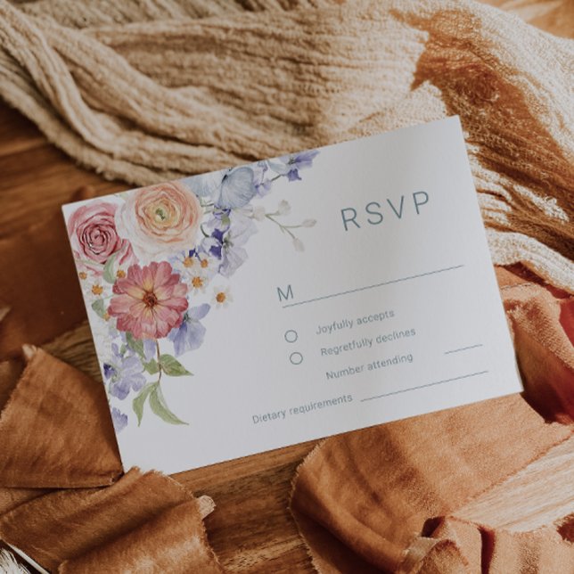 Stunning Botanical Floral Watercolor Wedding RSVP Card (Creator Uploaded)
