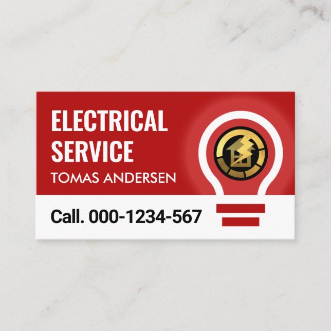 Stunning Bright Red Bulb Power Business Card (Front)