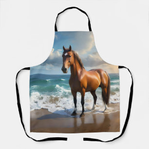 Stunning Brown Horse On The Beach, Apron