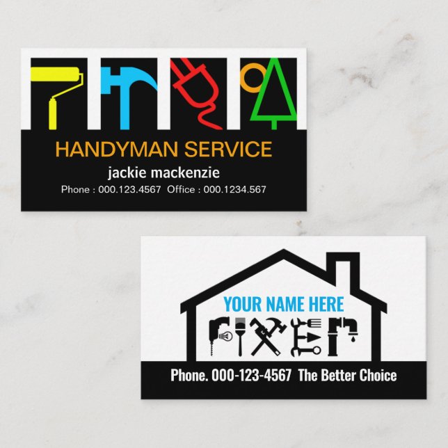 Stunning Builders Service Logo Construction Business Card (Front/Back)