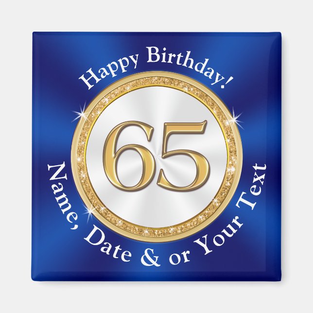 Stunning, Cheap, 65th Birthday Party Favours,  Magnet (Front)