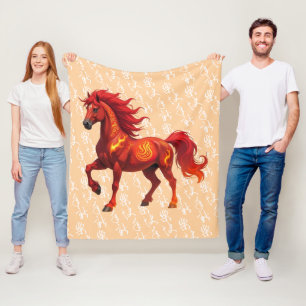 Stunning Chinese Year of the Fire Horse 2026 Fleece Blanket
