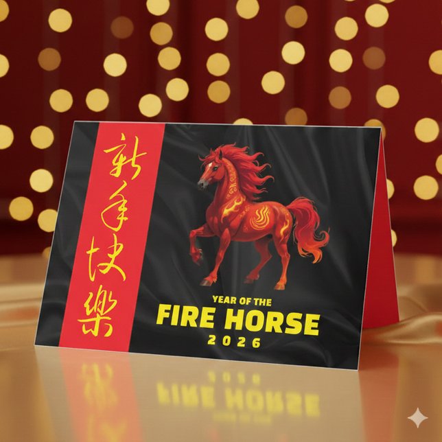 Stunning Chinese Year of the Fire Horse 2026 Holiday Card (Stunning Chinese New Year of the Fire Horse 2026 Greeting Card Cover Photo)