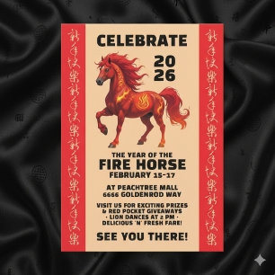 Stunning Chinese Year of the Fire Horse 2026 Invitation