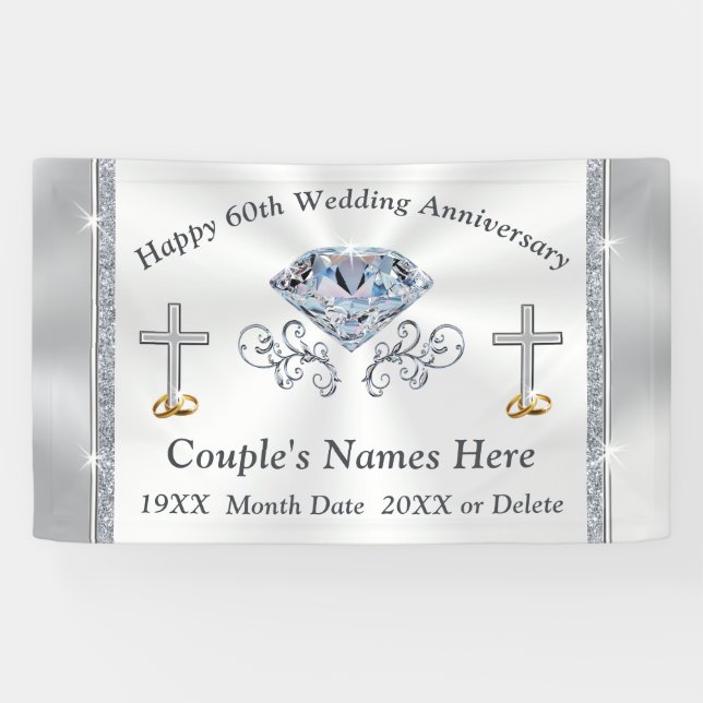 Stunning Christian Diamond 60th Anniversary Banner (Horizontal)