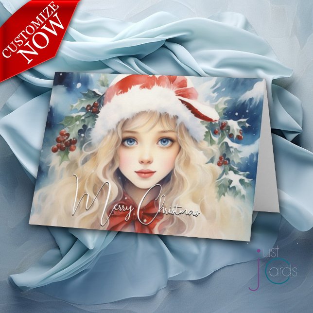 Stunning Christmas Ice Princess Holiday Card (Customizable text)