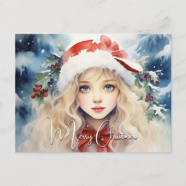 Stunning Christmas Ice Princess  Holiday Postcard (Front)