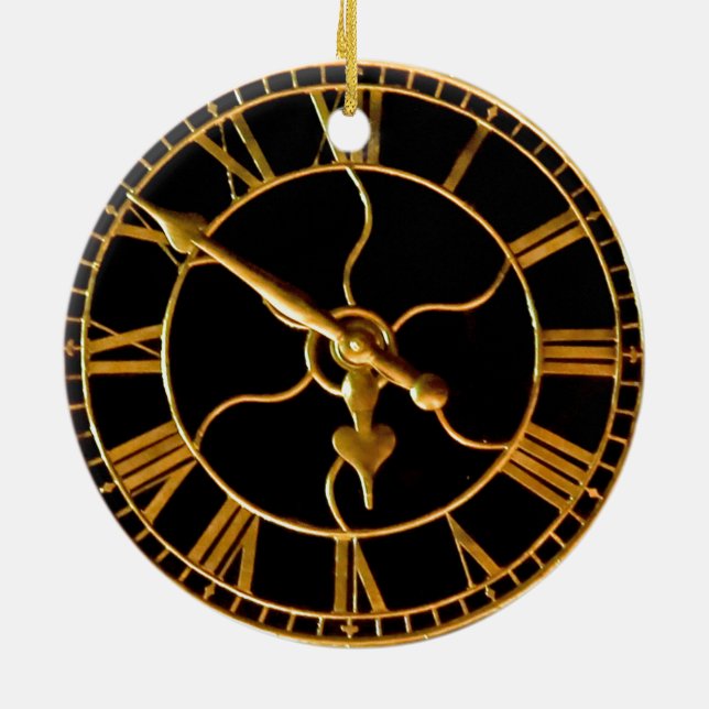Stunning Clock at Xmas Ceramic Tree Decoration (Back)