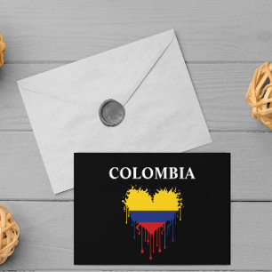 Stunning Colombia Dripping Heart Flag  Postcard