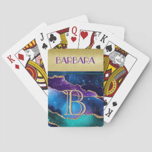 Stunning colourful Agate I 3 Colour Monogram  Bicy Playing Cards