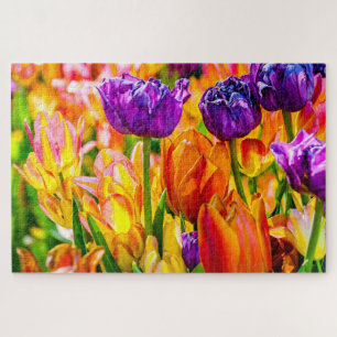 Stunning Colourful Beautiful Tulip Flowers Jigsaw Puzzle