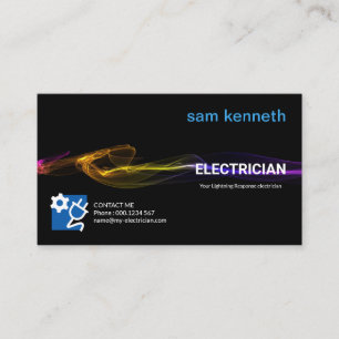 Stunning Colourful Lightning Strike Electrician Business Card