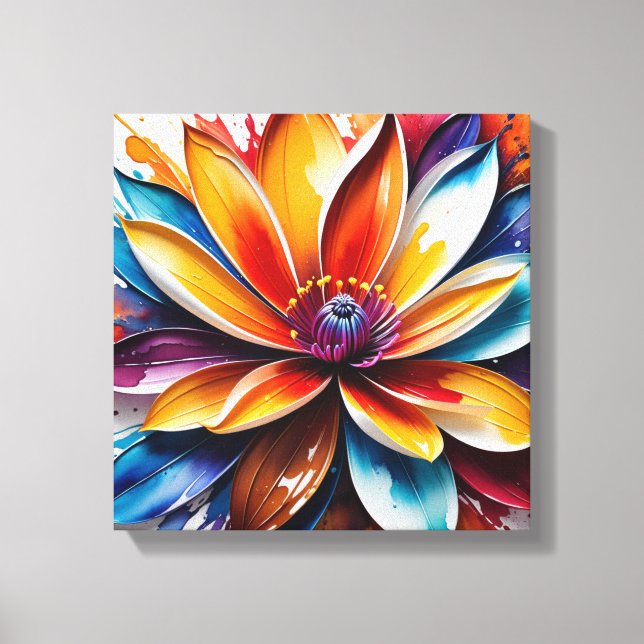 Stunning Colourful Lotus Flower Canvas Print (Front)
