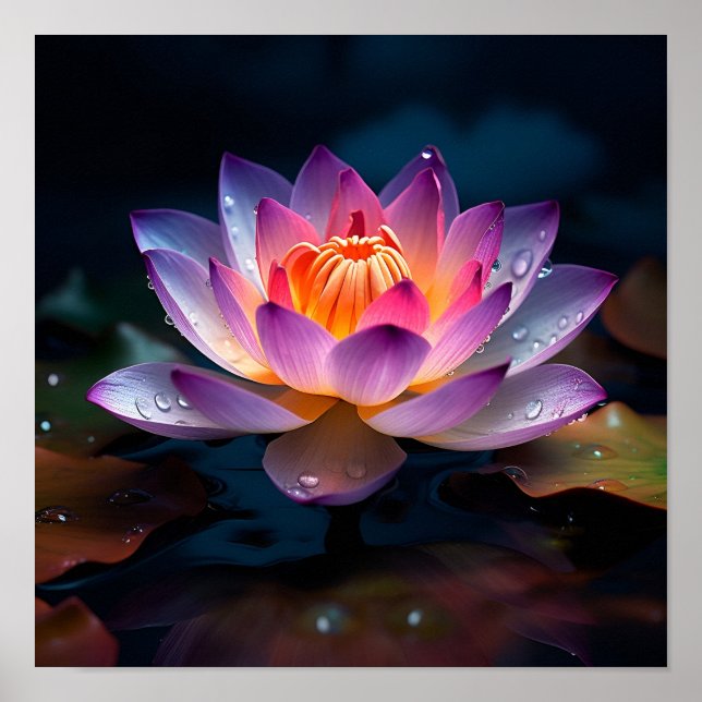 Stunning colourful Lotus flower print (Front)