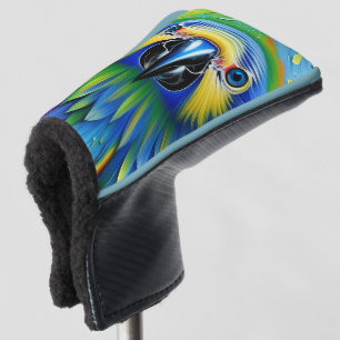 Stunning Colourful Splatter Paint Parrot Golf Head Cover