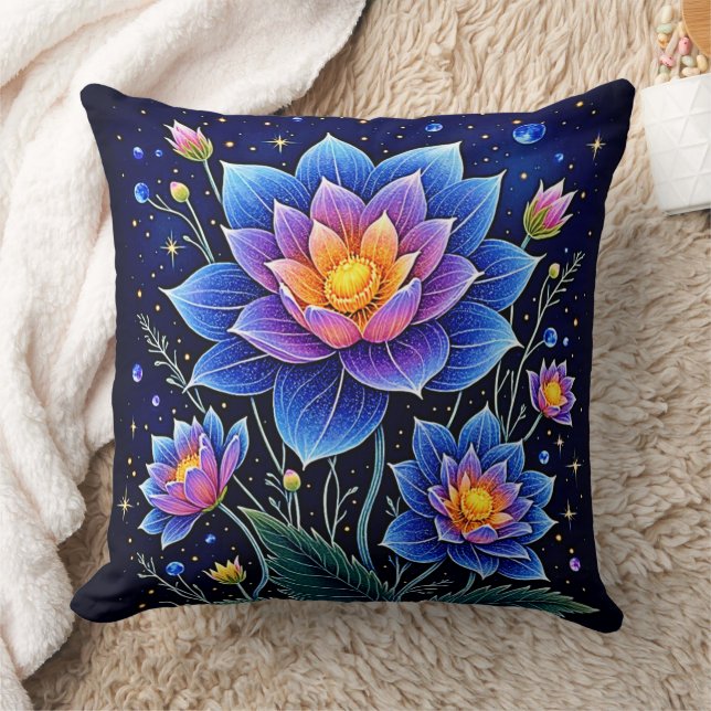 Stunning Cosmic Floral Dreams Design Cushion (Blanket)