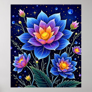 Stunning Cosmic Floral Dreams Design Poster