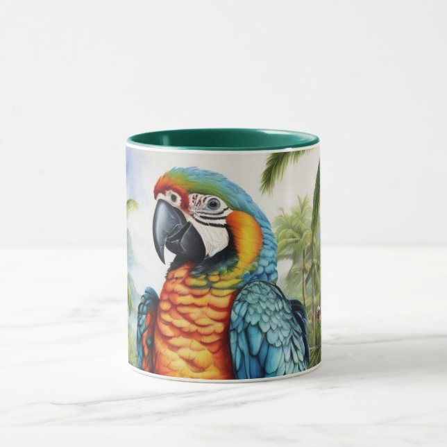 Stunning Custom Monogram Parrot Macaw Mug (Center)